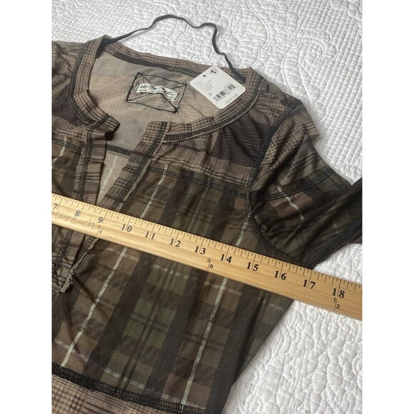 Free People We the Free Back To Business Tee Blouse Top Sheer Ruffle Medium Brow - Picture 8 of 15